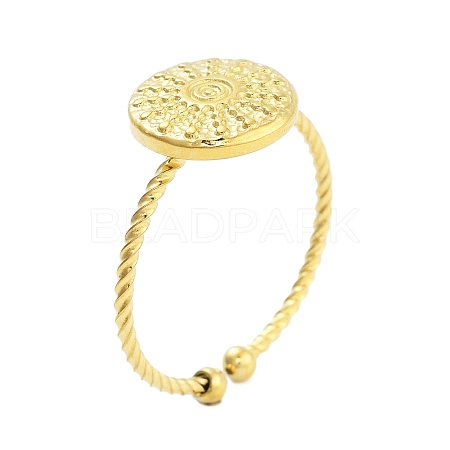 Real 18K Gold Plated 304 Stainless Steel Open Cuff Rings for Women RJEW-B061-02G-03-1