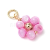 Dyed Natural Shell & Brass Round Beaded Flower Pendants PALLOY-JF03462-4