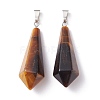 Natural Tiger Eye Pointed Pendants G-I314-02P-07-2