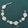 Summer Beach Brass Micro Pave Clear Cubic Zirconia Starfish & Shell Shape Link Chain Bracelets LS-BJEW-C118-02A-P-1