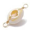 Natural Cowrie Shell Copper Wire Wrapped Shell Shape Connector Charms PALLOY-JF02939-01-4