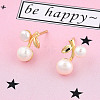 Natural Pearl Cherry Stud Earrings with 925 Sterling Silver Pins EJEW-T019-03G-2