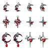 24Pcs 6 Styles Alloy Resin Pendants FIND-TA0009-58-1