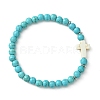 2Pcs 2 Color Synthetic Turquoise Cross Beaded Stretch Bracelets Set BJEW-TA00398-3