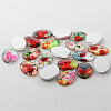 Multi-Color Flower Theme Ornaments Glass Oval Flatback Cabochons GGLA-A003-18x25-NN-2