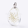 Glass Dried Flower Pendants GLAA-K018-E-1