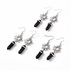 Natural Lava Rock Bullet with Sun Dangle Earrings EJEW-I276-01P-07-1