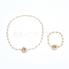 Brass Paperclip Chains Necklace & Bracelet Jewelry Sets SJEW-JS01098-1