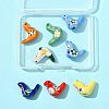 7Pcs 7 Colors Handmade Printed Porcelain Beads PORC-FS0001-39-6