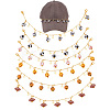 6Pcs 6 Styles Brass & Alloy Enamel Charms Baseball Cap Chain AJEW-GO00040-1