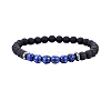 Natural Frosted Black Agate Beaded Stretch Bracelets BJEW-H548-20-2