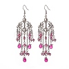 Glass Teardrop Tassel Chandelier Earrings EJEW-TA00184-04-1