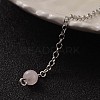 Platinum Tone Brass Rose Quartz Cone Hexagonal Pointed Dowsing Pendulums MAK-M015-01H-3