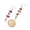 Natural Gemstone Chips Beads Long Chain Dangle Earrings EJEW-JE04892-3