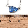 Brass Pave Cubic Zirconia Rectangle and Heart Pendant Cable Chain Necklaces KK-CBAB173-04P-08-5