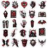 50Pcs Black and Red Gothic Skull Paper Stickers DIY-P085-10-5