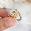 Flat Round Brass Micro Pave Clear Cubic Zirconia Finger Rings for Women FS-WGBC030-02-4