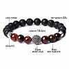 Dyed & Heated Natural Red Tiger Eye & Lava Rock & Cubic Zirconia Round Beads Stretch Bracelets for Men Women Round Beads Stretch Bracelets for Men Women FF8165-12-1