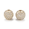 Brass Micro Pave Clear Cubic Zirconia Beads ZIRC-D274-02G-03-1