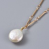 Natural Pearl Pendant Necklaces NJEW-JN02409-3