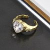 Brass Pave Cubic Zirconia Cuff Open Rings for Women RJEW-L343-08G-01-3