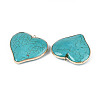 Dyed Synthetic Turquoise Heart Pendants X-TURQ-T004-30A-2