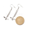 Curb Chains with Brass Charm Long Dangle Earrings EJEW-JE04963-02-4