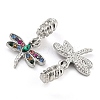 Rack Plating Alloy Pave Colorful Rhinestone Insect European Dangle Charms FIND-B034-14P-02-2