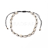 Natural Cowrie Shell & Synthetic Turquoise Braided Beaded Necklace for Women NJEW-JN04253-02-1