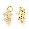 Brass Micro Pave Clear Cubic Zirconia Charms ZIRC-O036-30G-F-2