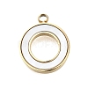 304 Stainless Steel Pave Natural White Shell Ring Charms STAS-R159-18G-1