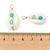 Faceted Round Natural Agate(Dyed & Heated) & Pearl Copper Wire Wrapped Pendants PALLOY-JF05538-3