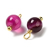 Dyed Natural Agate Round Charms with Real 18K Gold Plated Brass Loops KK-P242-09A-G02-2