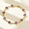 Brass Micro Pave Cubic Zirconia Link Cahin Bracelets for Women BJEW-A172-01G-2