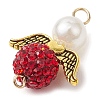 3Pcs 3 Colors Acrylic Pearl & Polymer Clay Rhinestone Angel Connector Charms PALLOY-JF02903-4