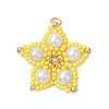 Glass Seed Beaded Star Pendants PALLOY-MZ00524-03-1
