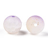 Frosted Baking Paint Crackle Glass Beads with Glitter Powder DGLA-T004-6mm-01E-2