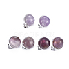 Natural Amethyst Brass Clip-on Earrings EJEW-A051-A013-1