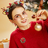 6Pcs 6 Styles Christmas Theme Golden Zinc Alloy with Rhinestone Brooches JEWB-SP0001-08-5