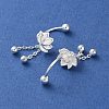 999 Sterling Silver Flower Ear Plug Gauges EJEW-P296-09S-2