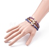 Round Faceted Natural Mixed Stone Beads Stretch Bracelets Set BJEW-JB07082-3