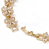 Clear Cubic Zirconia Flower Link Chain Bracelet BJEW-F437-01G-4