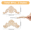 8Pcs 2 Styles Carved Wooden Corner Decoration WOOD-FH0002-28-2