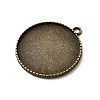 Tibetan Alloy Carved Leaf Pendant Cabochon Bezel Settings TIBEP-M018-86AB-NF-2