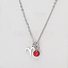 304 Stainless Steel Hyacinth Rhinestone Birth Stone Constellation Pendant Necklaces FS-WG76580-19-1