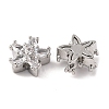 Brass Micro Pave Clear Cubic Zirconia Beads KK-S389-22P-2
