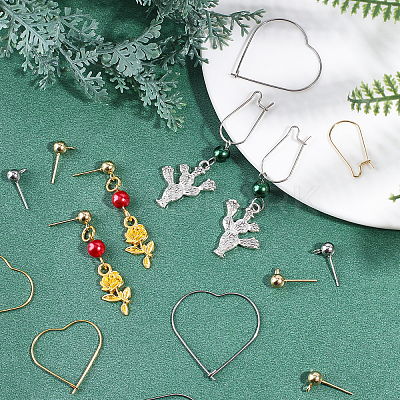 12Pcs 304 Stainless Steel Ball Stud Earring Post & 24Pcs Hoop Earring Findings DIY-UN0002-86-1