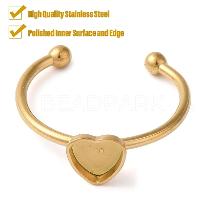Ion Plating(IP) 304 Stainless Steel Open Cuff Ring Components LS-STAS-I306-01G-1