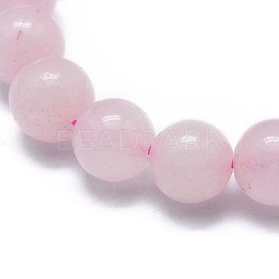 Natural Rose Quartz Bead Stretch Bracelets X-BJEW-K212-A-045-1