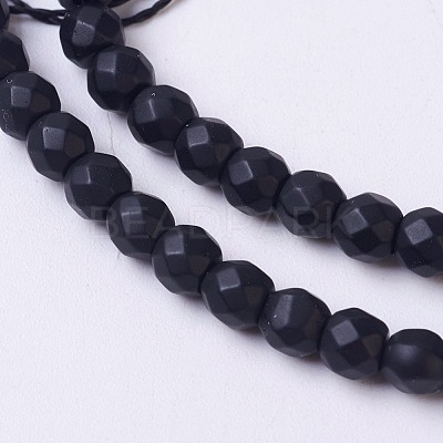 Synthetic Black Stone Beads Strands X-G-C059-4mm-1-1